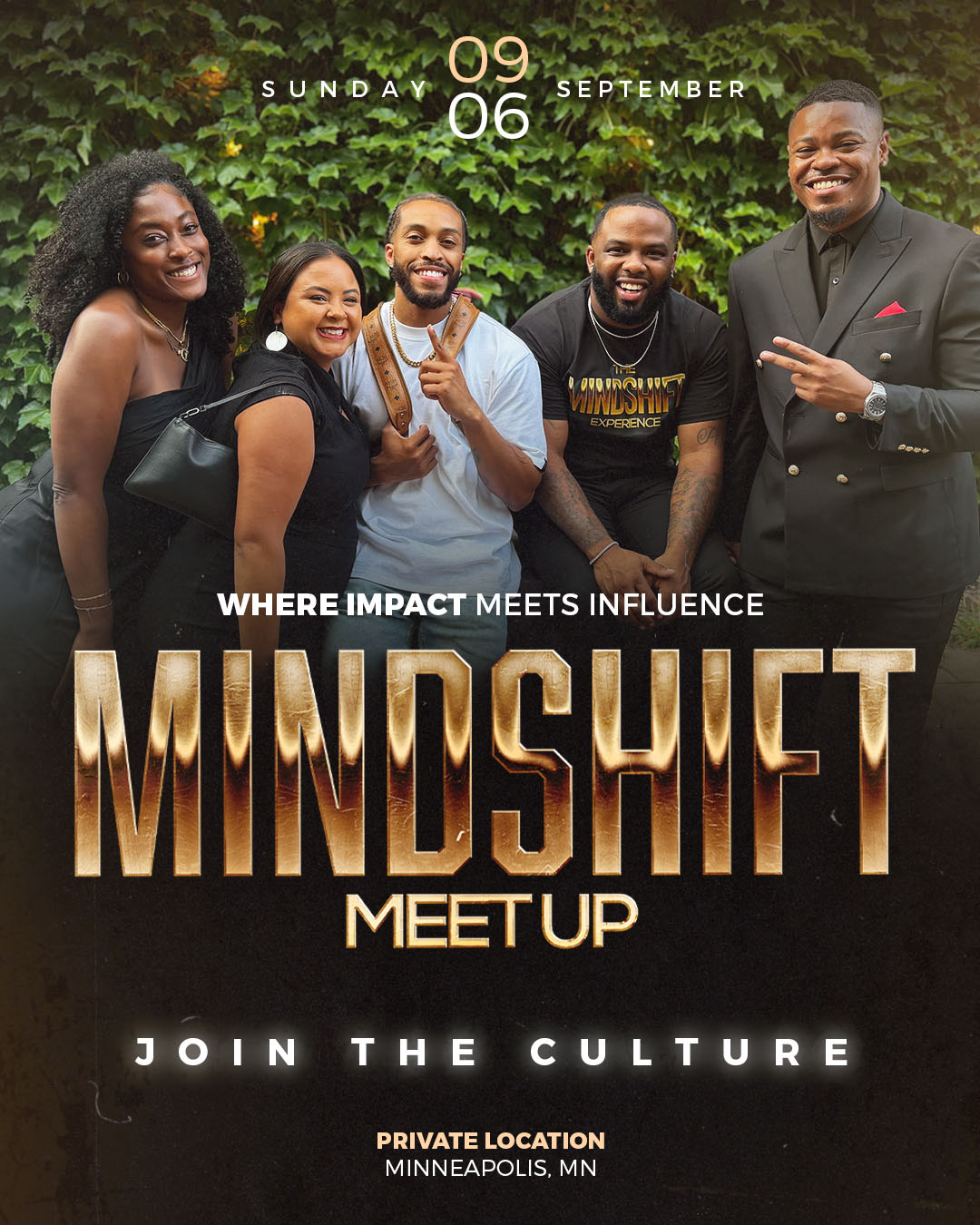 Mindshift Meet Up flyer — Sunday, September 6, 2026, Minneapolis